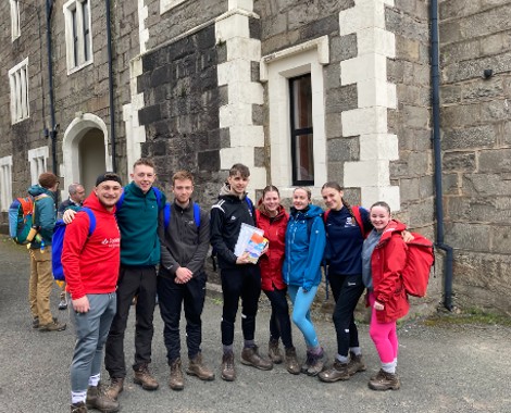 Sport and PE students at a hill walking course at Plas Caerdeon.